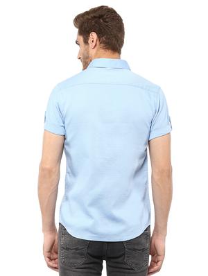 blue solid casual shirt - 15772900 - Standard Image - 3