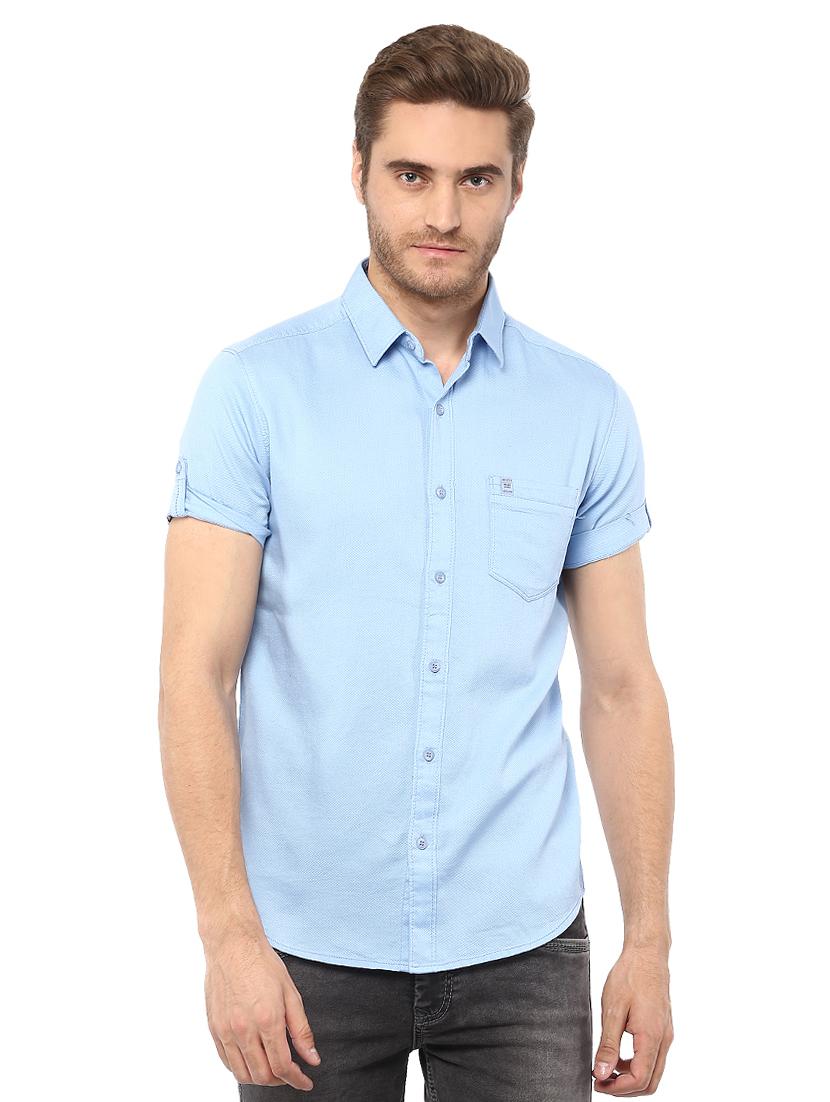 blue solid casual shirt - 15772900 - Zoom Image - 1