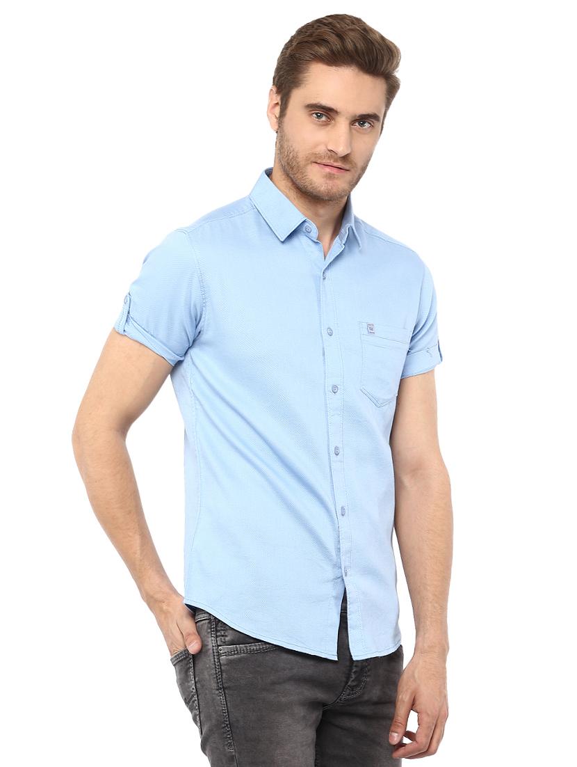blue solid casual shirt - 15772900 - Zoom Image - 2