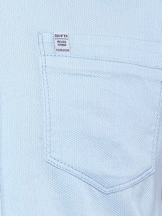 blue solid casual shirt - 15772900 - Zoom Image - 4