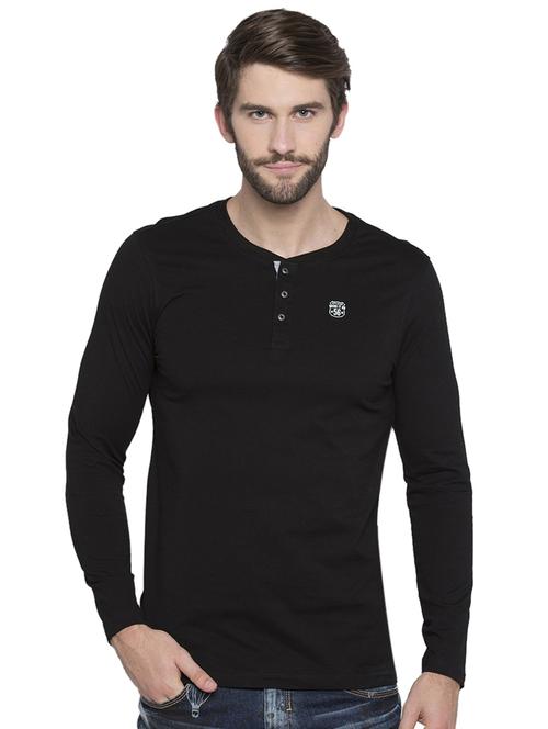 solid black henley neck t-shirt - 15772901 - Very Small Image - 1