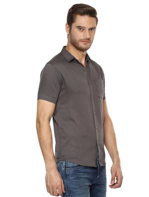 grey solid casual shirt - 15772902 - Standard Image - 2