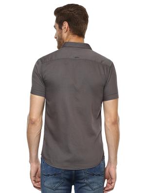 grey solid casual shirt - 15772902 - Standard Image - 3