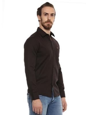 brown solid casual shirt - 15772906 - Standard Image - 2