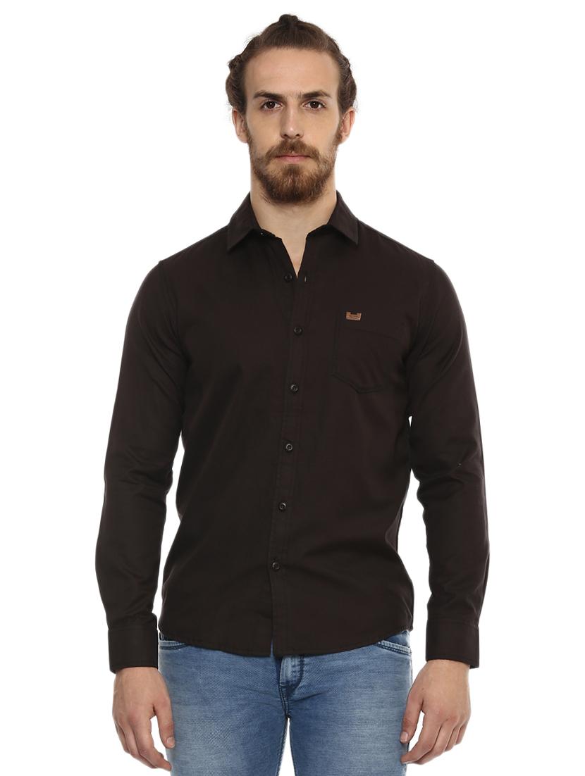 brown solid casual shirt - 15772906 - Zoom Image - 1