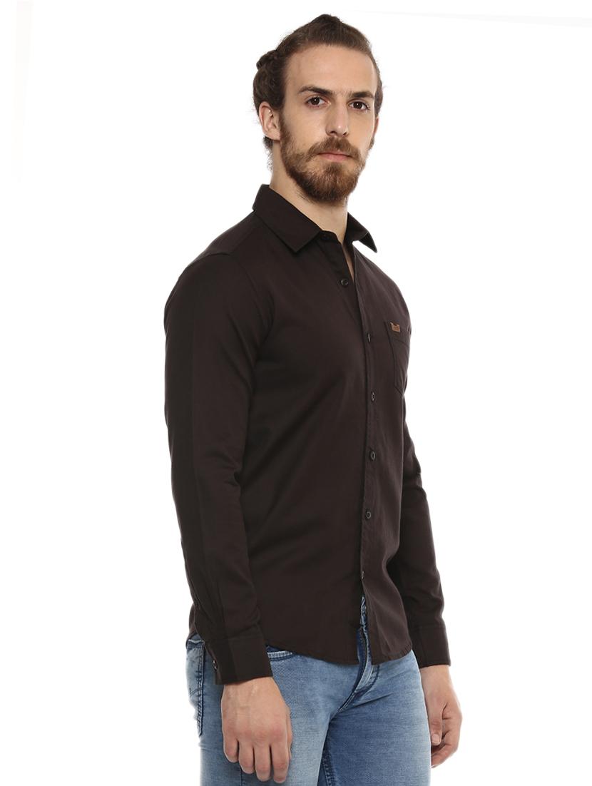 brown solid casual shirt - 15772906 - Zoom Image - 2