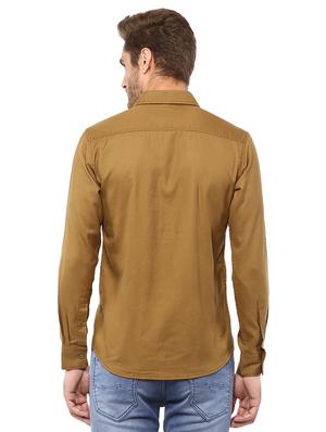 brown solid casual shirt - 15772908 - Standard Image - 3