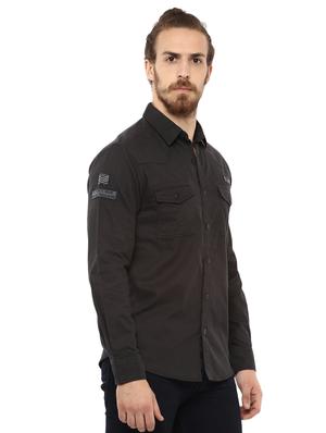grey solid casual shirt - 15772914 - Standard Image - 2