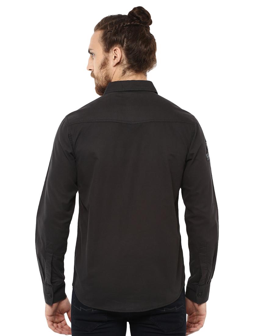 grey solid casual shirt - 15772914 - Zoom Image - 3