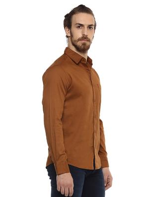 brown solid casual shirt - 15772941 - Standard Image - 2