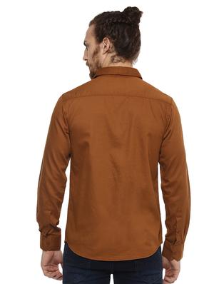 brown solid casual shirt - 15772941 - Standard Image - 3