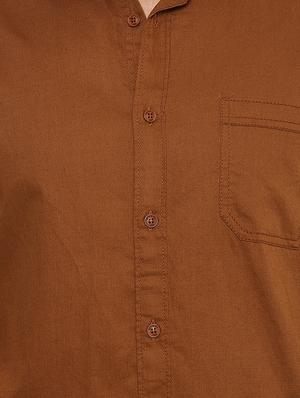 brown solid casual shirt - 15772941 - Standard Image - 4