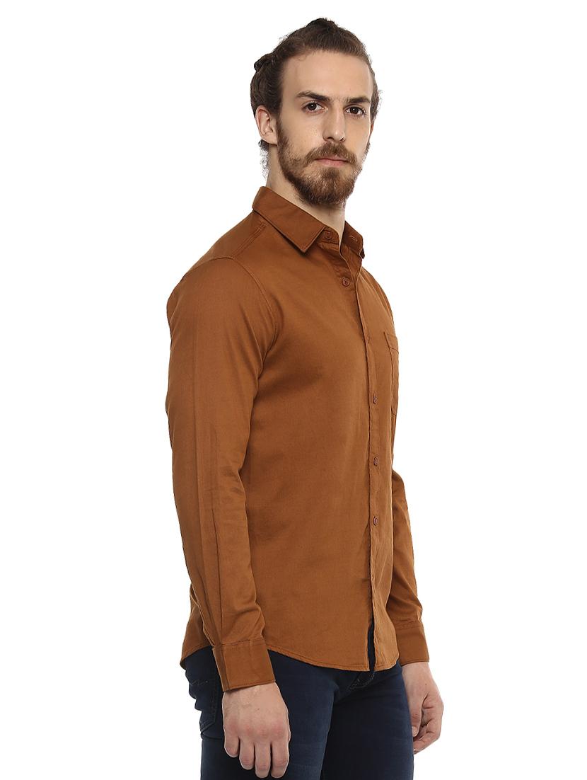 brown solid casual shirt - 15772941 - Zoom Image - 2