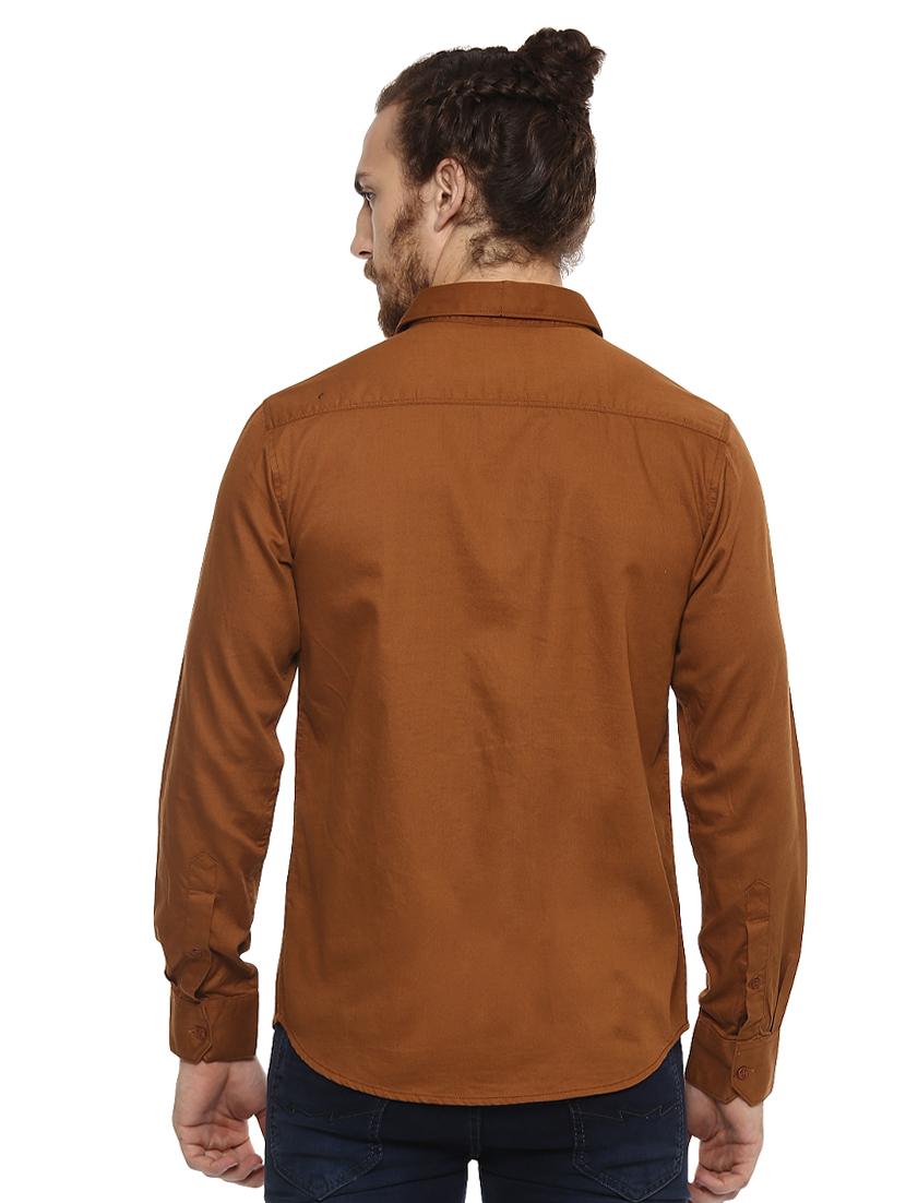 brown solid casual shirt - 15772941 - Zoom Image - 3