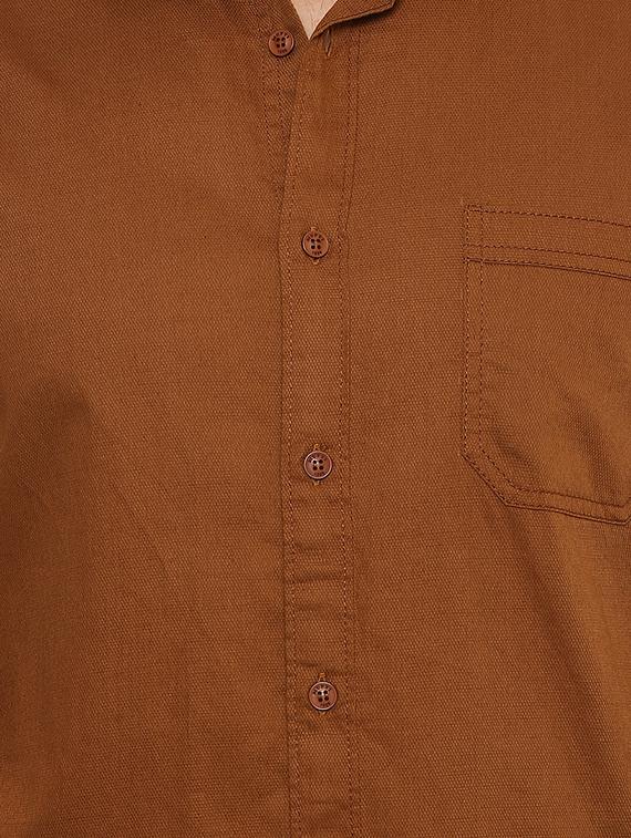 brown solid casual shirt - 15772941 - Zoom Image - 4