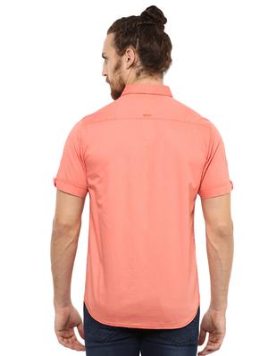 peach solid casual shirt - 15772945 - Standard Image - 3