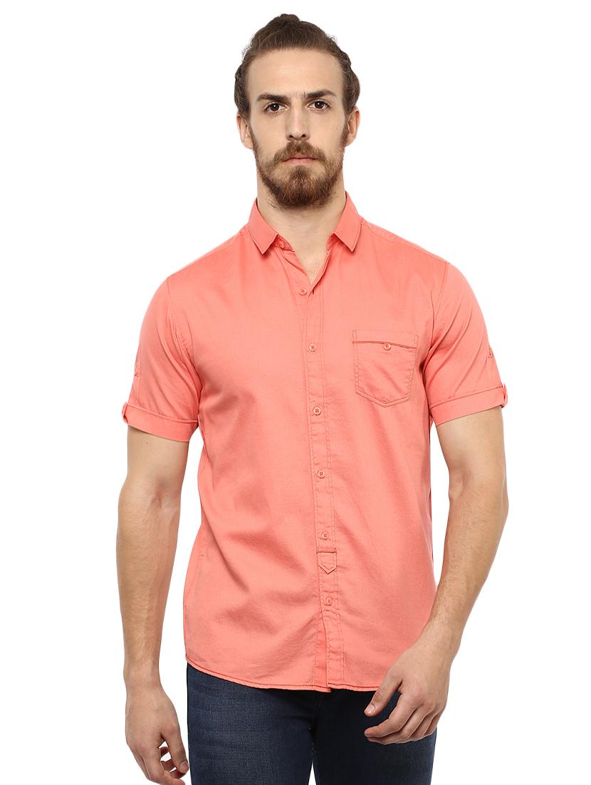 peach solid casual shirt - 15772945 - Zoom Image - 1