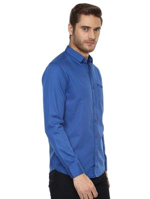 blue solid casual shirt - 15772949 - Standard Image - 2