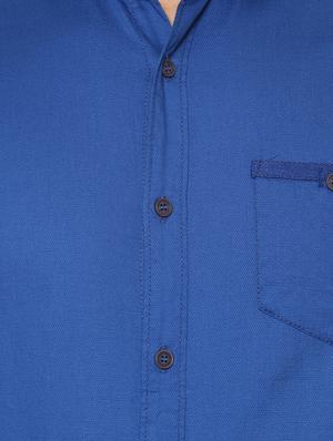 blue solid casual shirt - 15772949 - Standard Image - 4