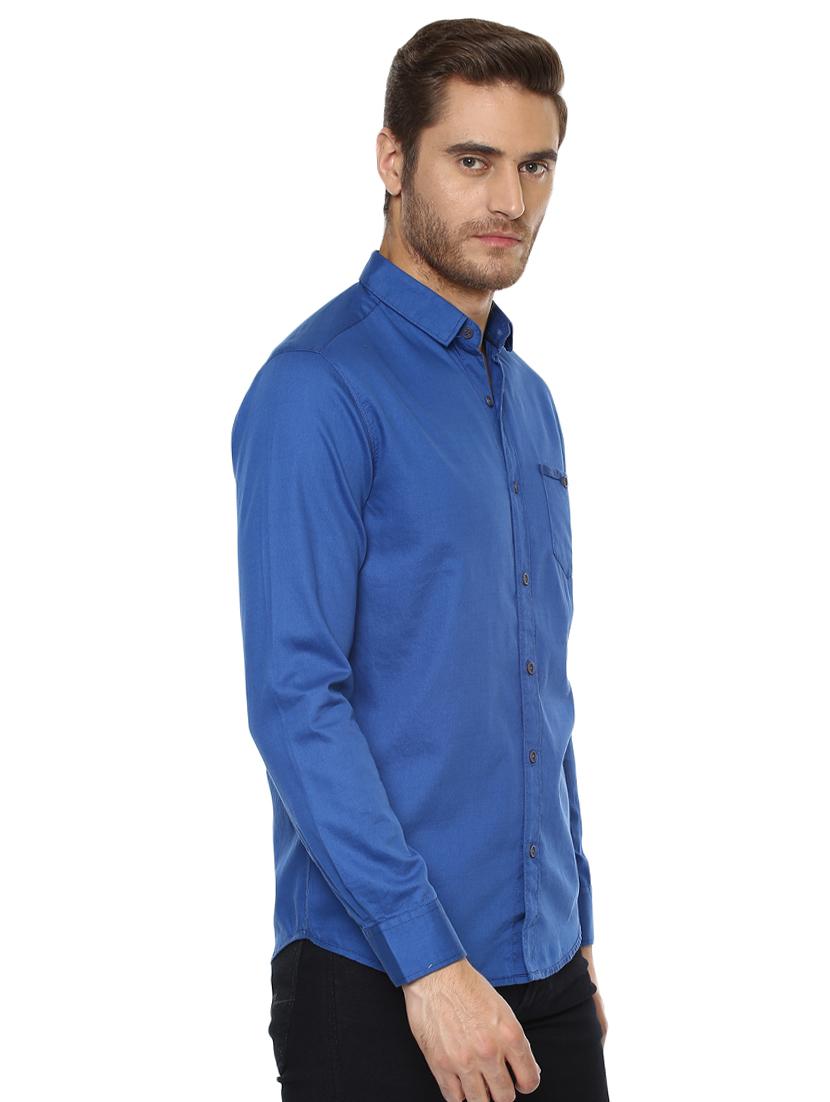 blue solid casual shirt - 15772949 - Zoom Image - 2
