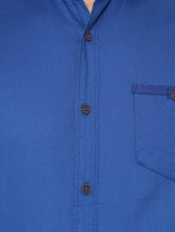 blue solid casual shirt - 15772949 - Zoom Image - 4