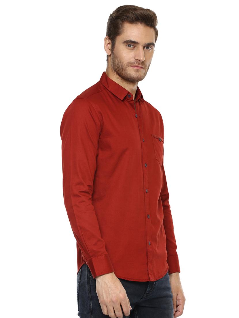 red solid casual shirt - 15772951 - Zoom Image - 2