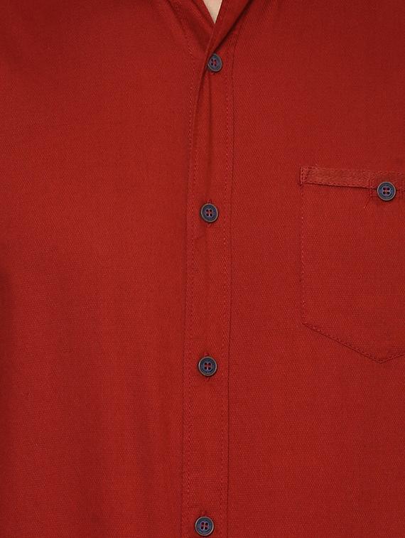 red solid casual shirt - 15772951 - Zoom Image - 4