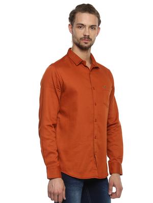 orange solid casual shirt - 15772956 - Standard Image - 2