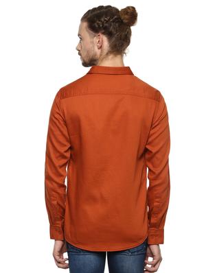 orange solid casual shirt - 15772956 - Standard Image - 3