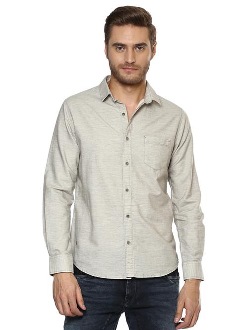 grey solid casual shirt - 15772968 - Standard Image - 1