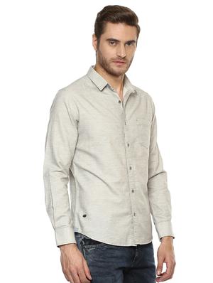 grey solid casual shirt - 15772968 - Standard Image - 2