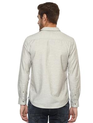 grey solid casual shirt - 15772968 - Standard Image - 3