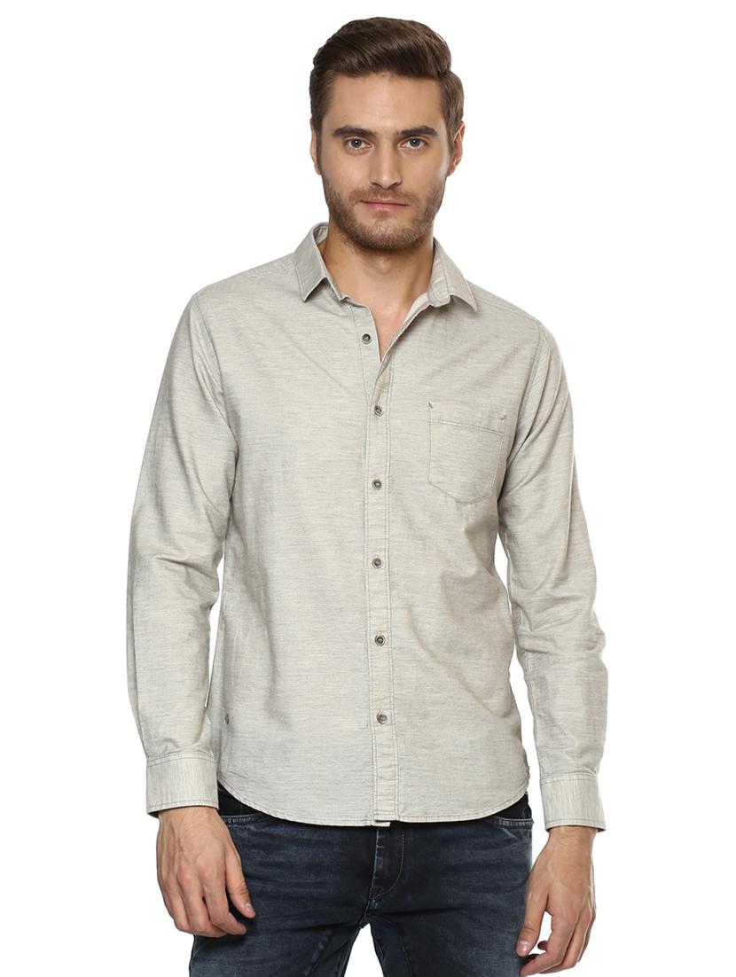 grey solid casual shirt - 15772968 - Zoom Image - 1