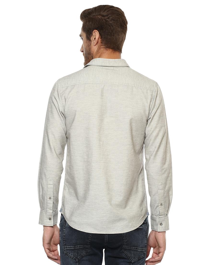 grey solid casual shirt - 15772968 - Zoom Image - 3