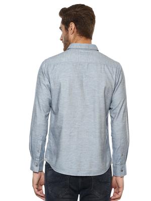 blue solid casual shirt - 15772971 - Standard Image - 3