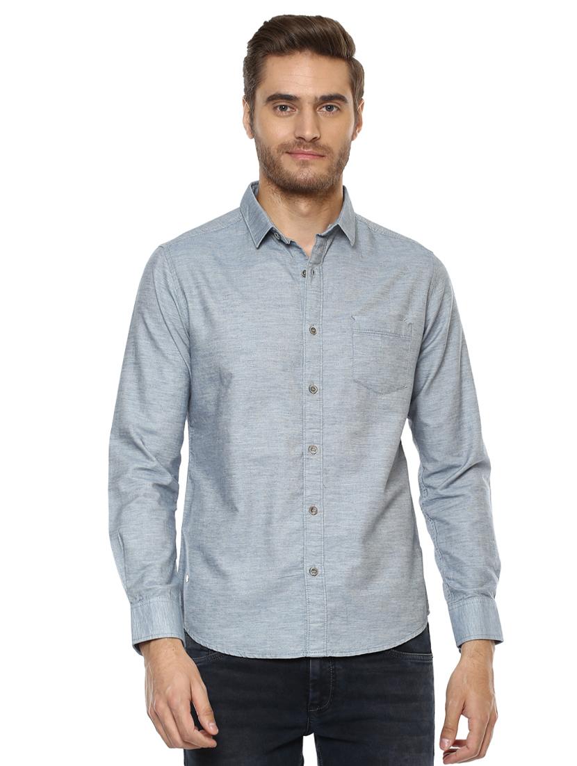 blue solid casual shirt - 15772971 - Zoom Image - 1