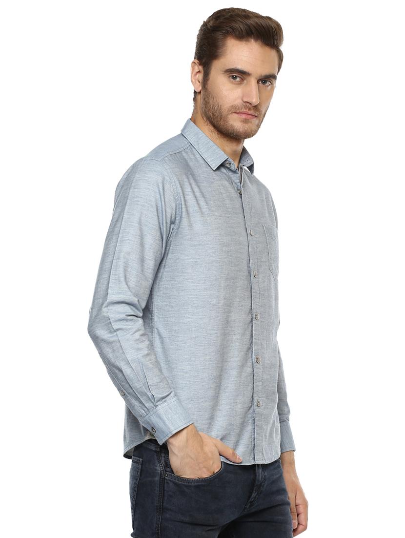 blue solid casual shirt - 15772971 - Zoom Image - 2