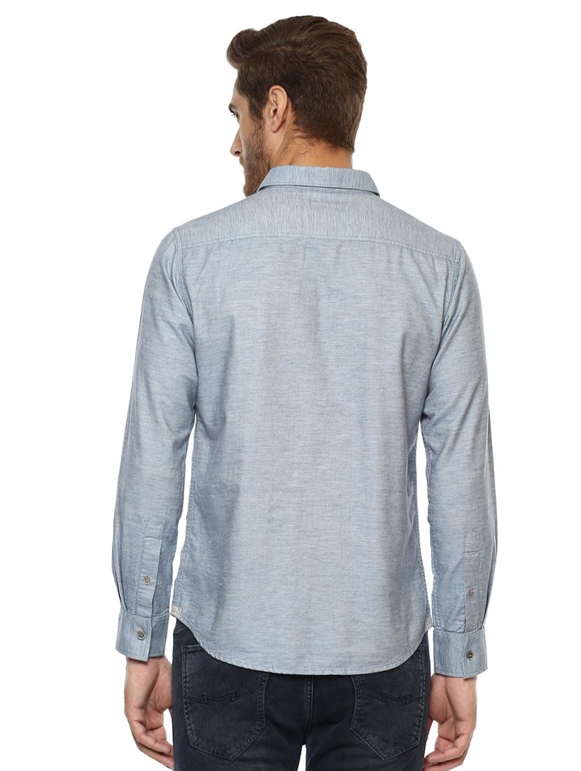 blue solid casual shirt - 15772971 - Zoom Image - 3