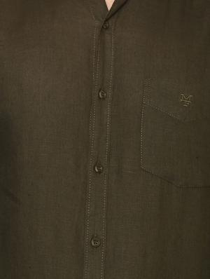 olive green solid casual shirt - 15772991 - Standard Image - 4