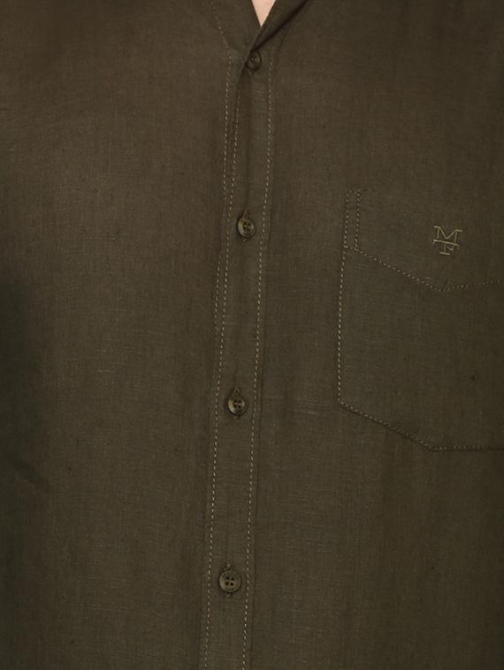 olive green solid casual shirt - 15772991 - Zoom Image - 4