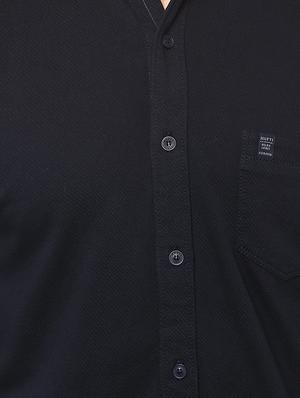 blue solid casual shirt - 15773002 - Standard Image - 4