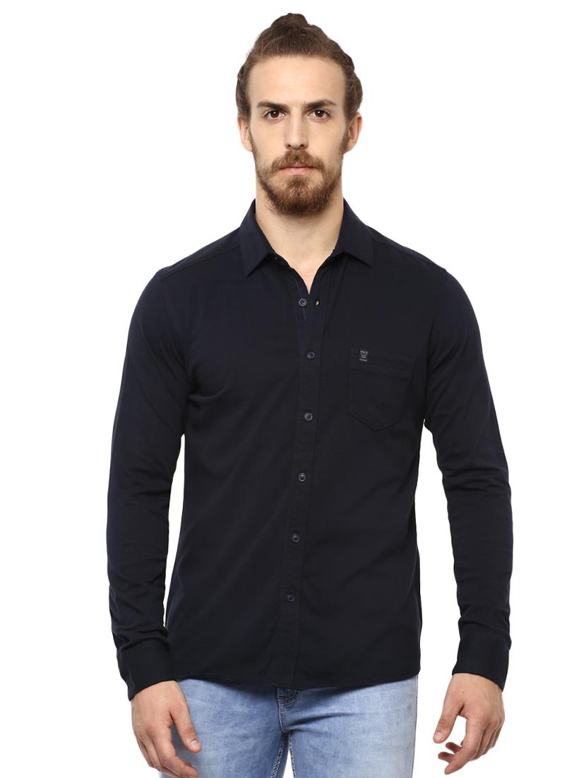 blue solid casual shirt - 15773002 - Zoom Image - 1