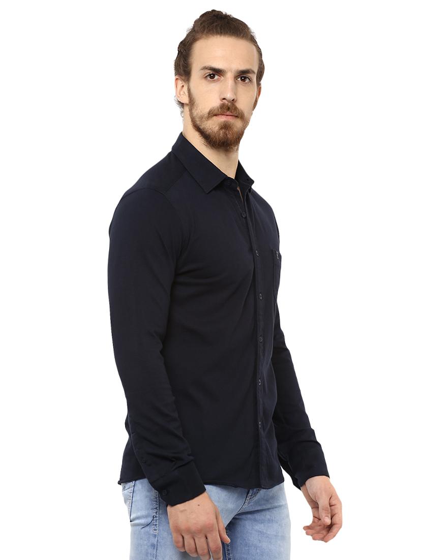 blue solid casual shirt - 15773002 - Zoom Image - 2