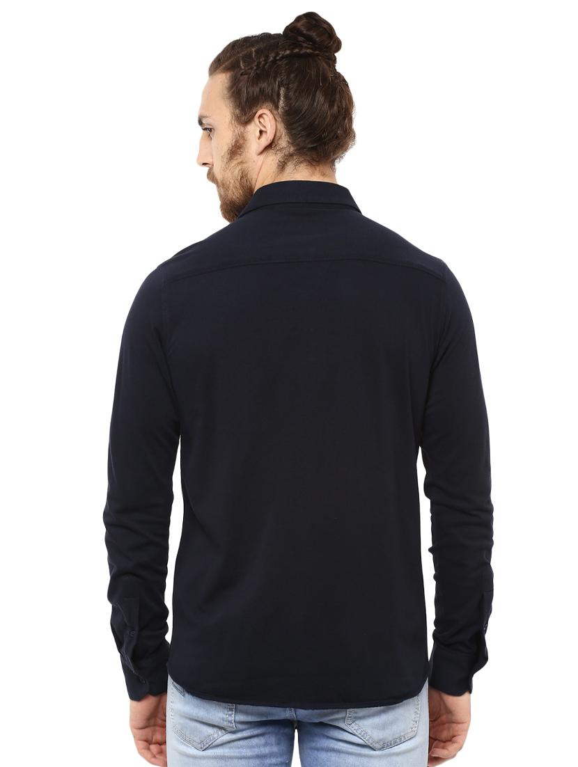 blue solid casual shirt - 15773002 - Zoom Image - 3