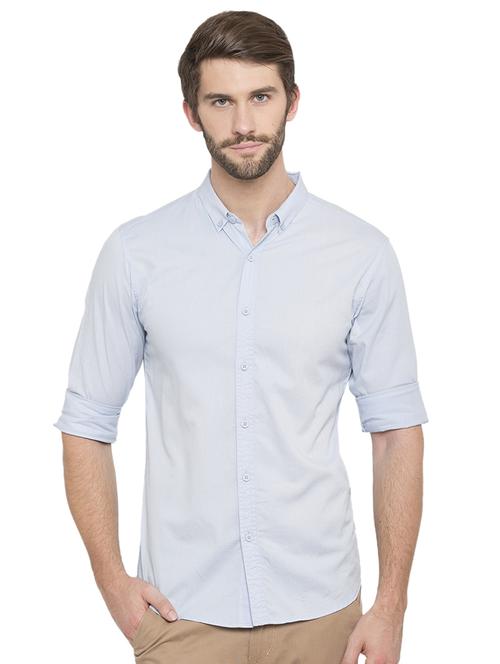 blue solid casual shirt - 15773029 - Standard Image - 1