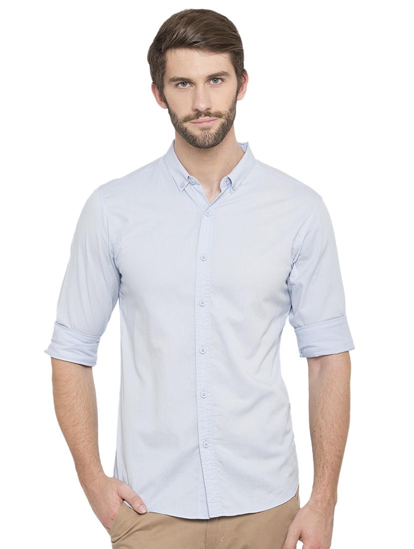blue solid casual shirt - 15773029 - Zoom Image - 1