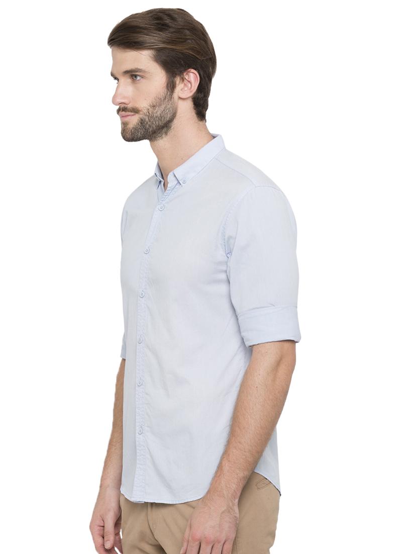 blue solid casual shirt - 15773029 - Zoom Image - 2