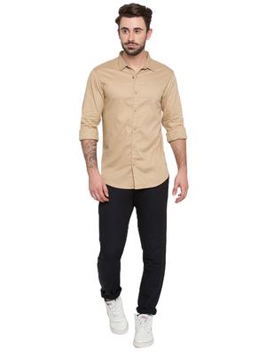 beige solid casual shirt - 15773035 - Standard Image - 4