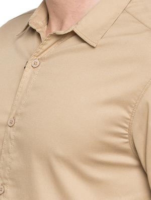 beige solid casual shirt - 15773035 - Standard Image - 5