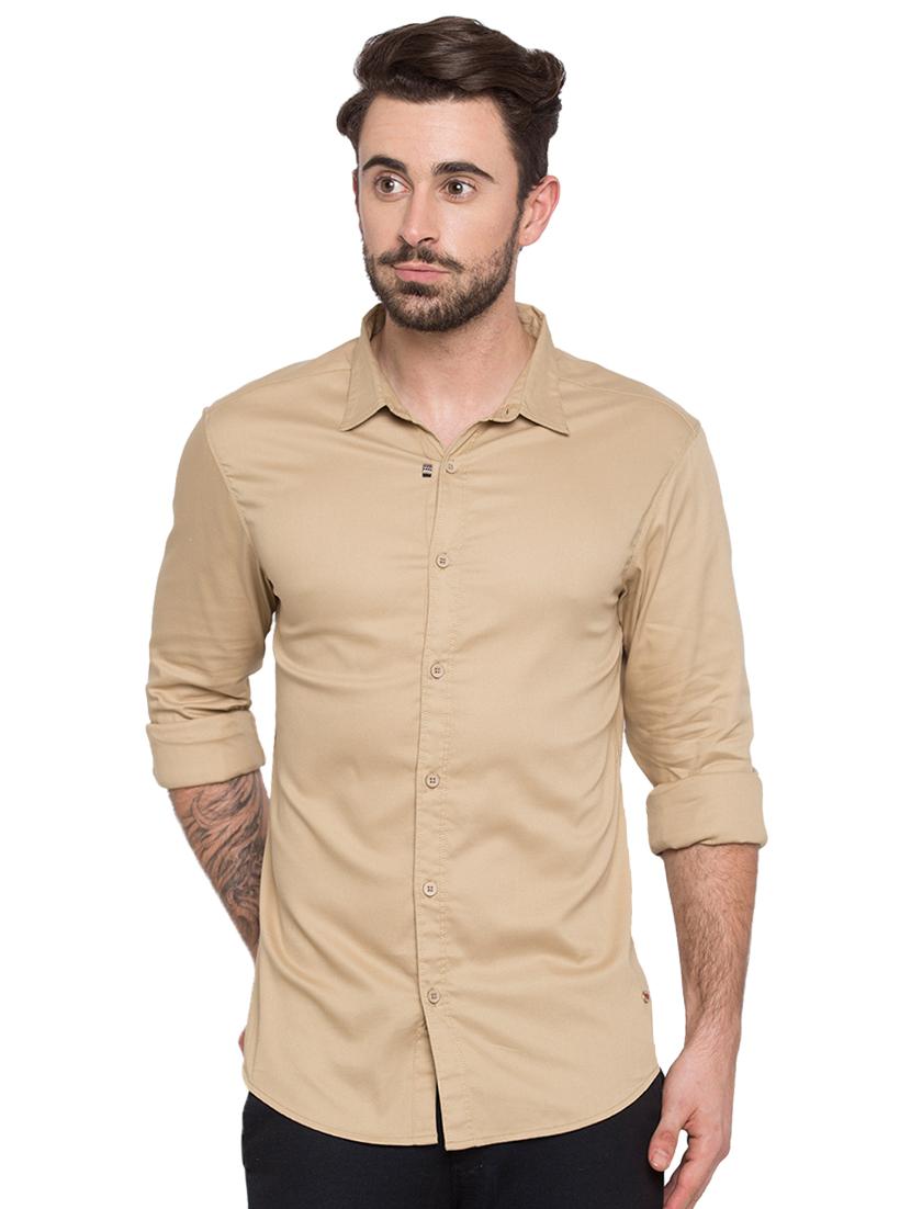 beige solid casual shirt - 15773035 - Zoom Image - 1